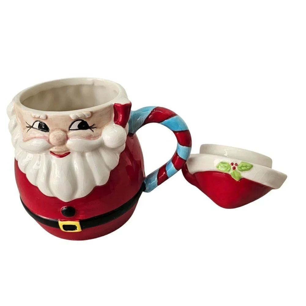 Century TM 1940s-60s Covered Santa Mug 15 Oz Capacity Ceramic